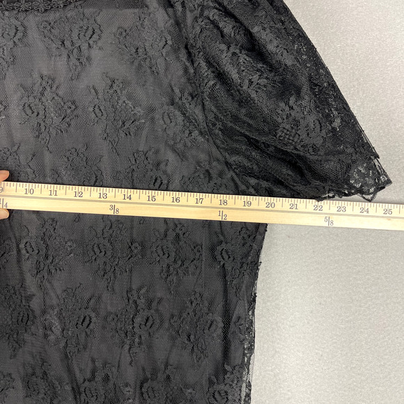 Vintage Witchy Whimsigoth Dress Womens 14 Black Lace Floral Goth Barbara Chodos - Picture 8 of 16